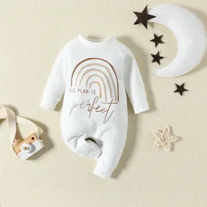 Autumn Newborn Baby Girls Boys Personalised Romper Rainbow Letter Printed Long Sleeve Warm Jumpsuits Spring Clothes Bodysuit