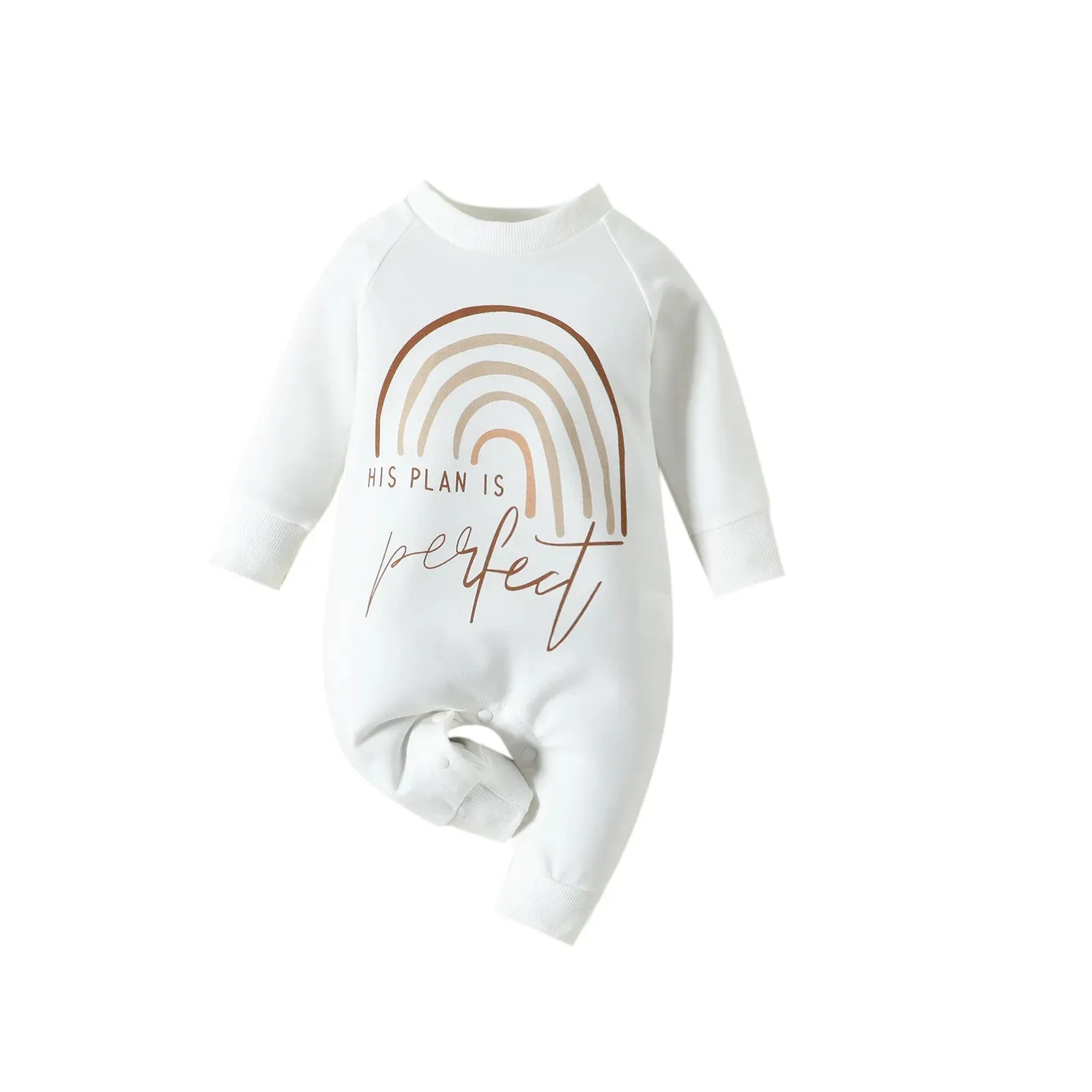 Autumn Newborn Baby Girls Boys Personalised Romper Rainbow Letter Printed Long Sleeve Warm Jumpsuits Spring Clothes Bodysuit