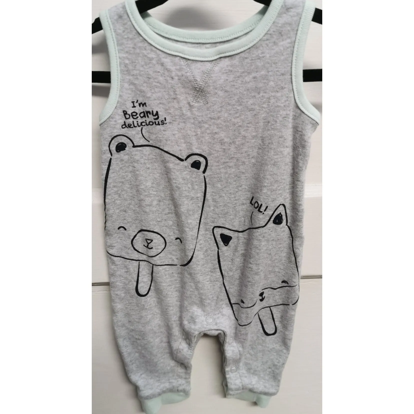 BABY BOY SIZE 0/3 MONTHS - JOE FRESH, Soft & Cute Summer Tank Romper EUC B50