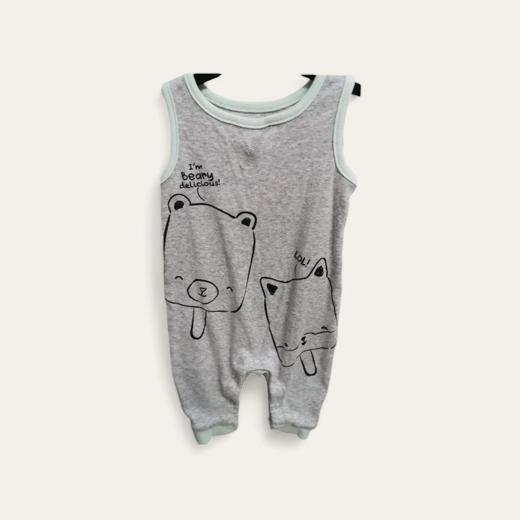 BABY BOY SIZE 0/3 MONTHS - JOE FRESH, Soft & Cute Summer Tank Romper EUC B50