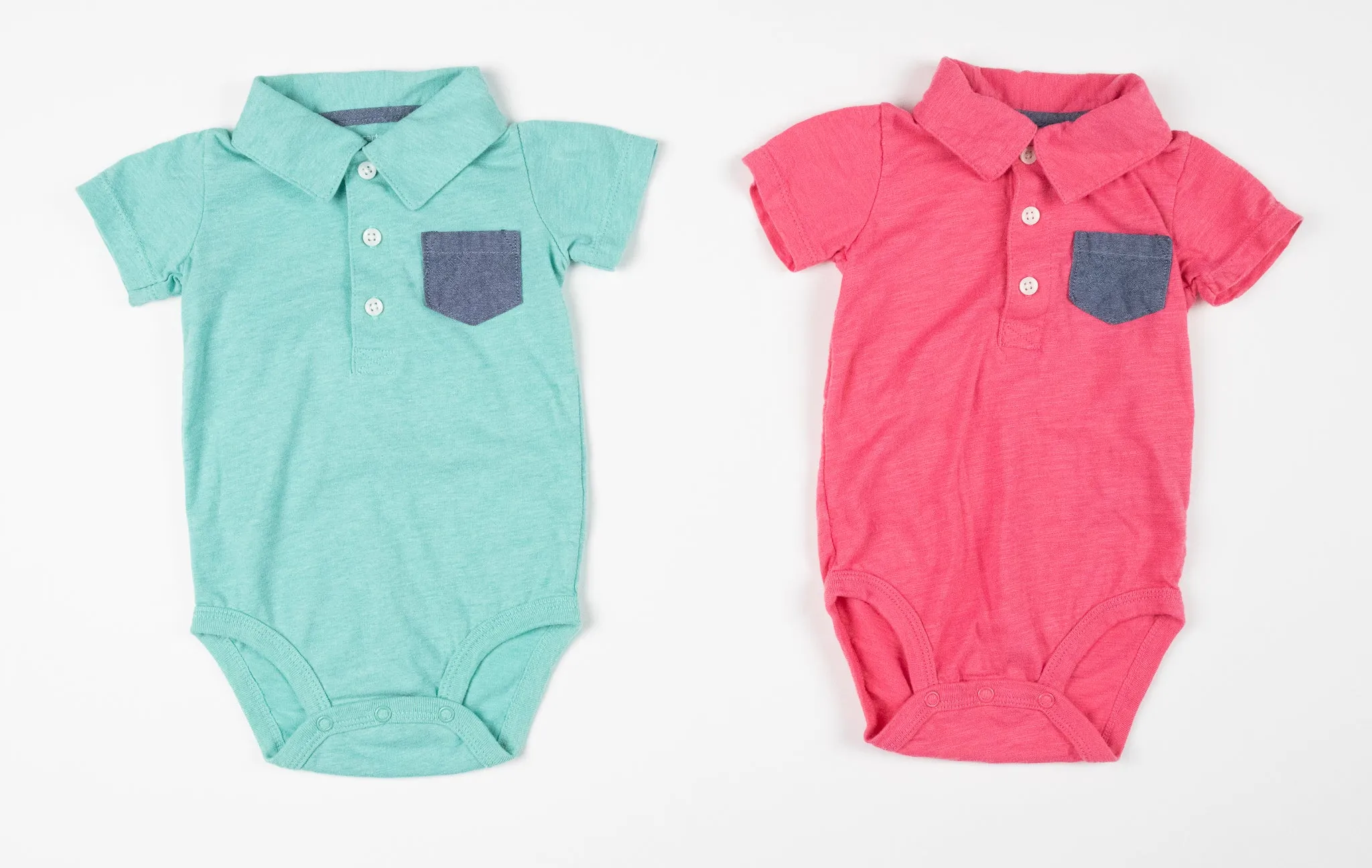 BABY BOY SIZE 12 MONTHS - CARTER'S - 2 Pack, Soft Polo Onesie Dress Tops EUC B7