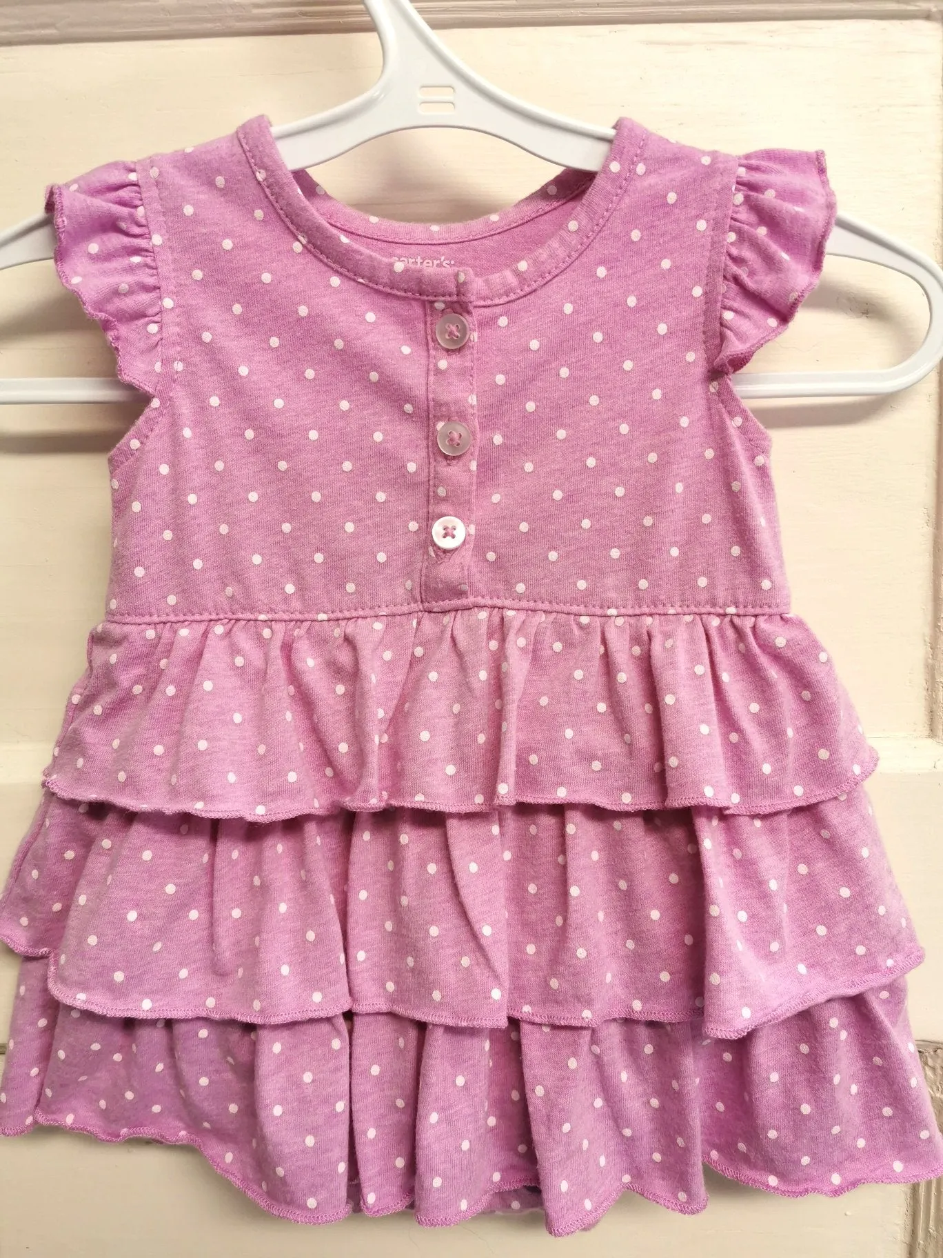 BABY GIRL SIZE 3 MONTHS - CARTER'S, Soft Pink Onesie Ruffled Dress EUC B38