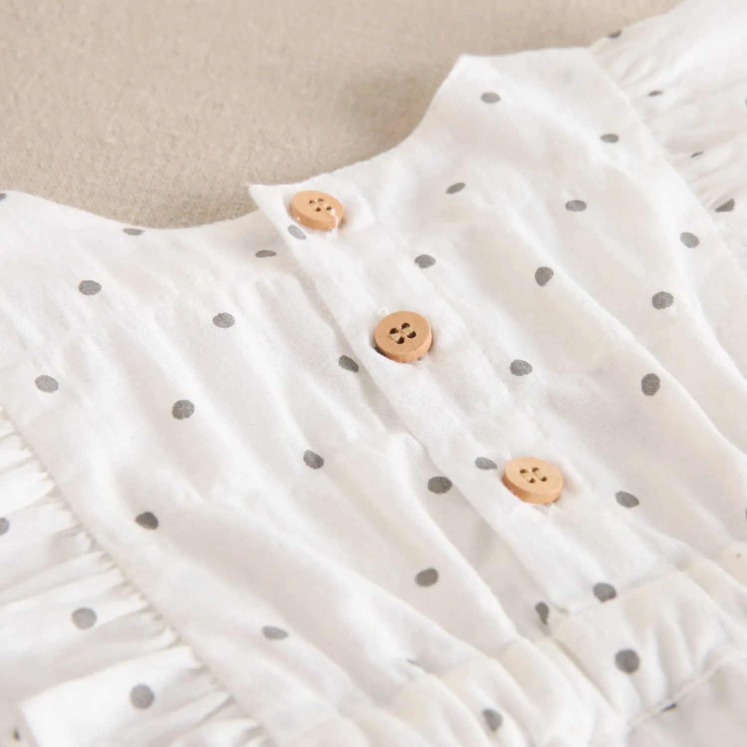Baby girl's frog printed with gray polka dots