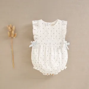 Baby girl's frog printed with gray polka dots