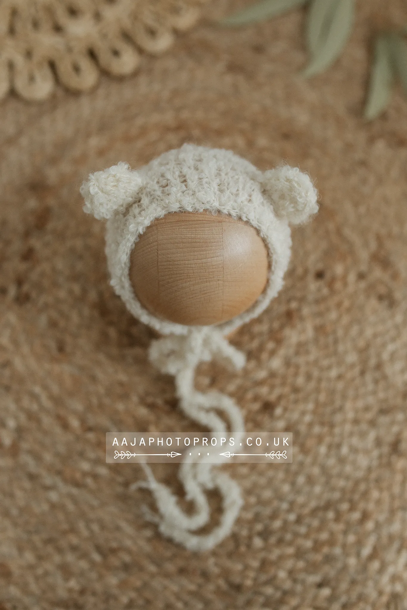 Baby newborn knitted romper and bear bonnet, Cream off white, Made to order