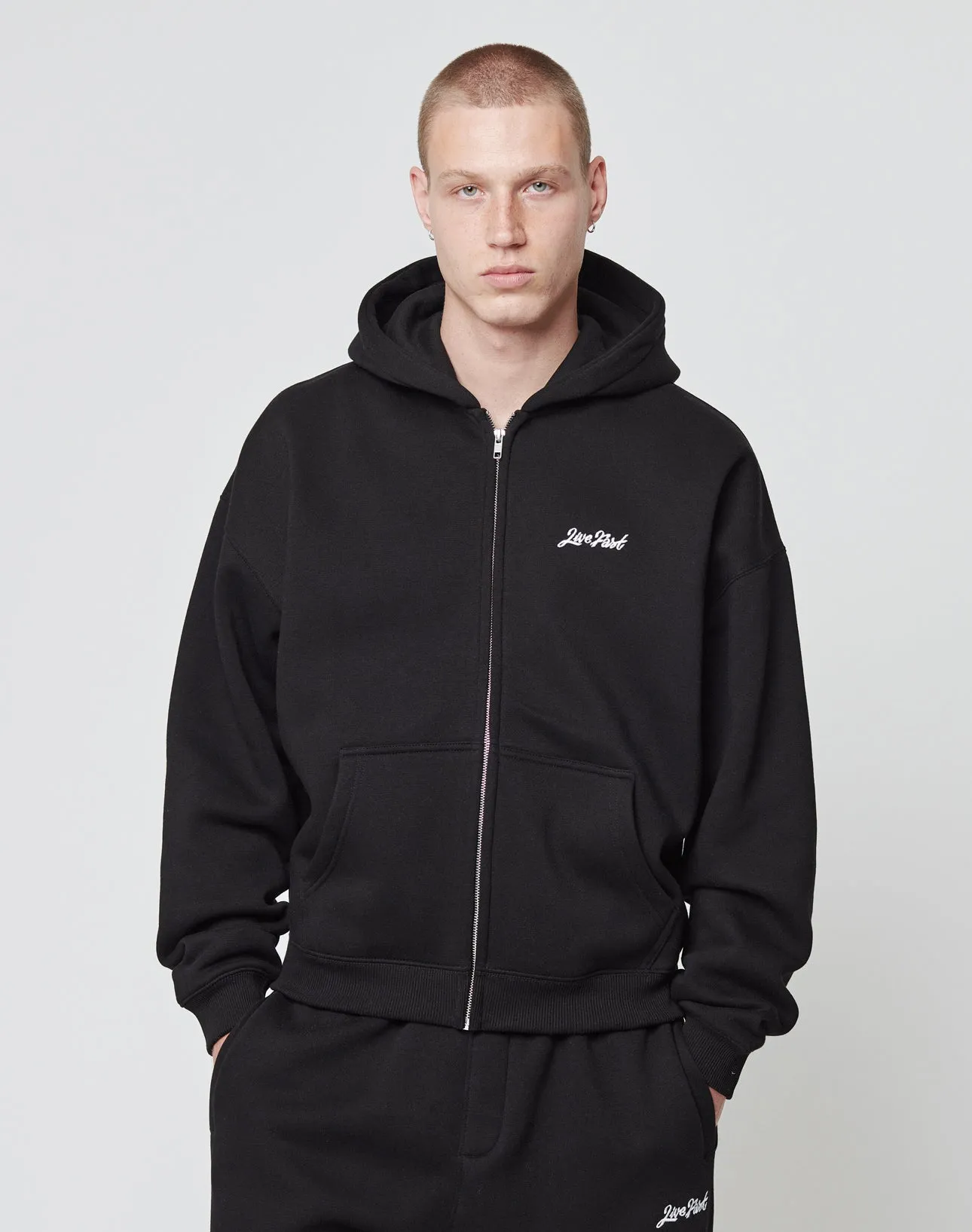 Basic Script Hooded Zip
