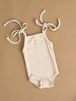 BASICS Tie Shoulder Bodysuit - Almond