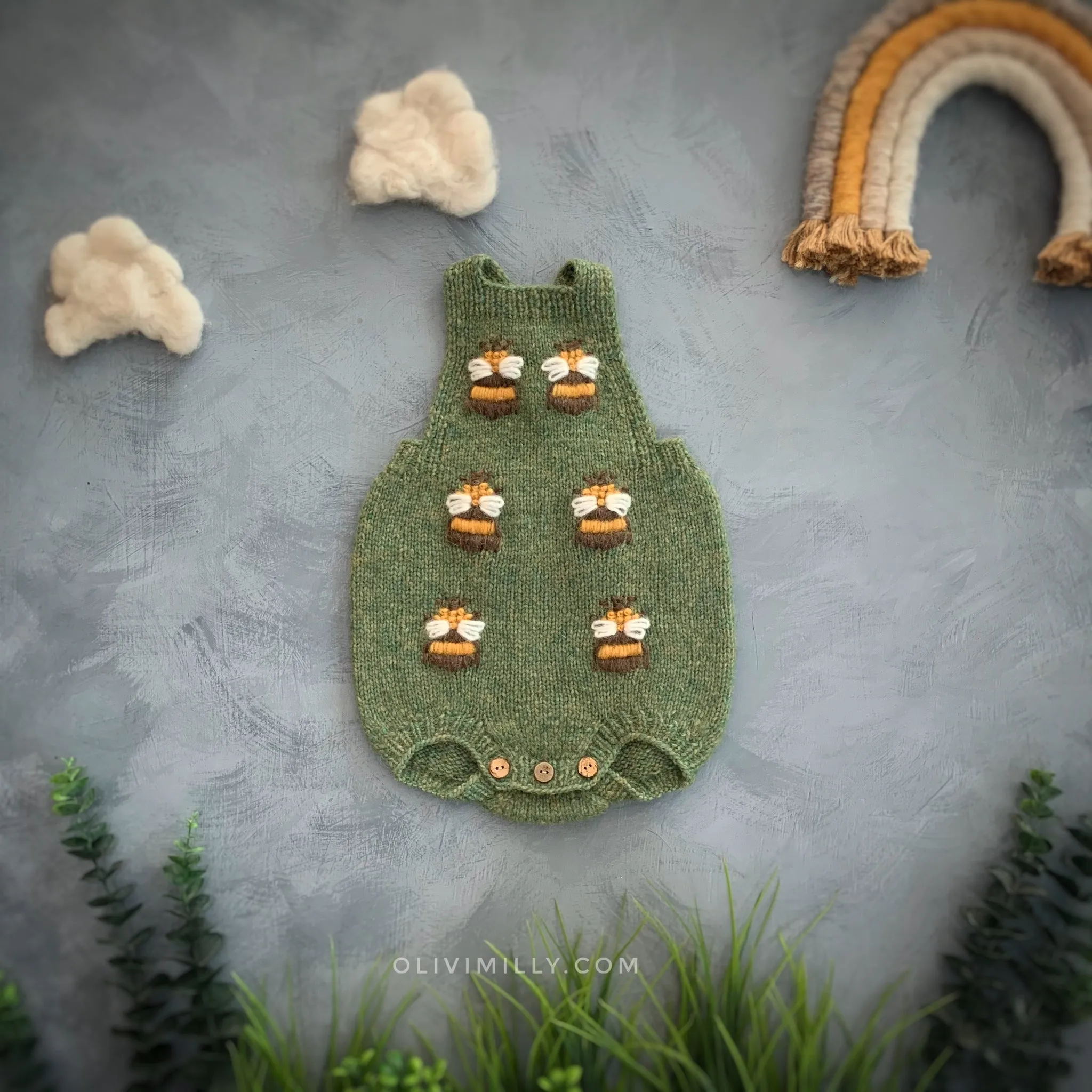 Bee romper | Moss Green