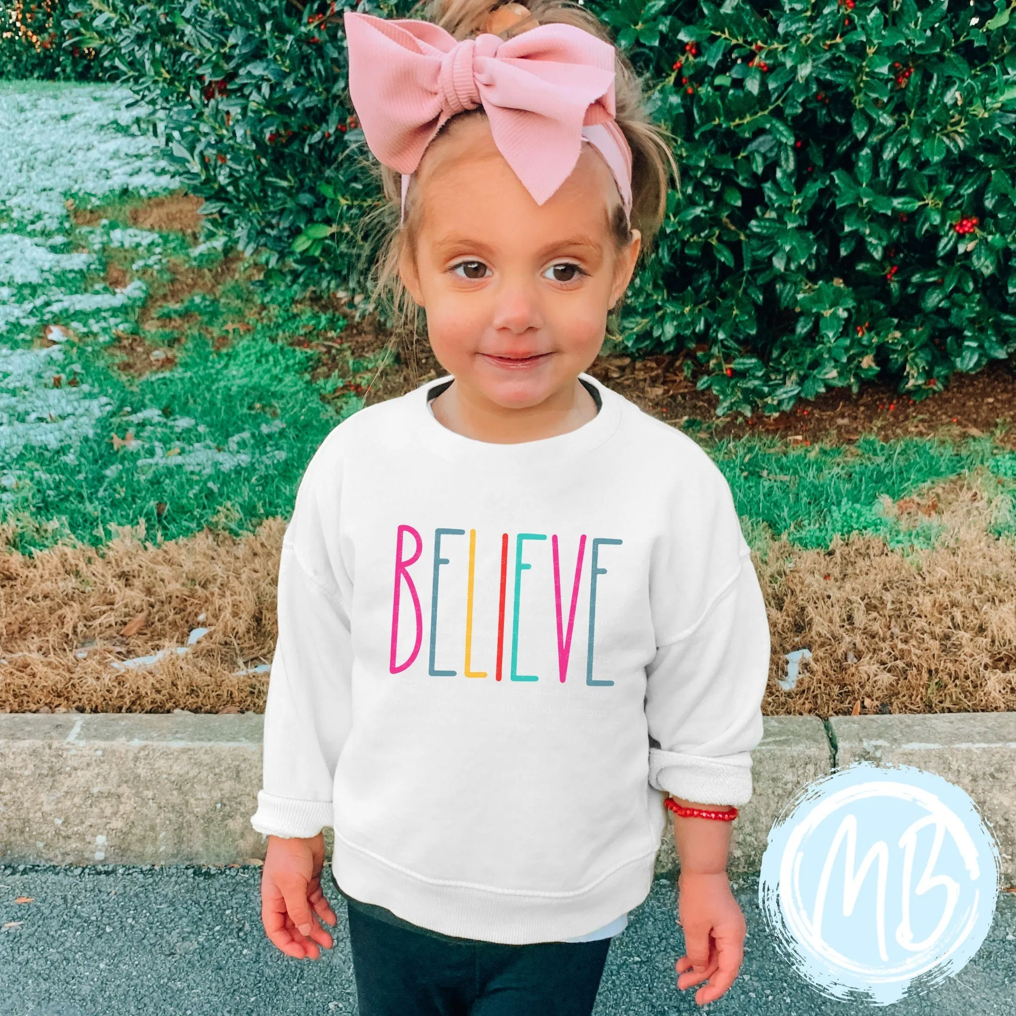 Believe Colorful Sweatshirt | Christmas | Toddler | Baby | Girl | Santa |
