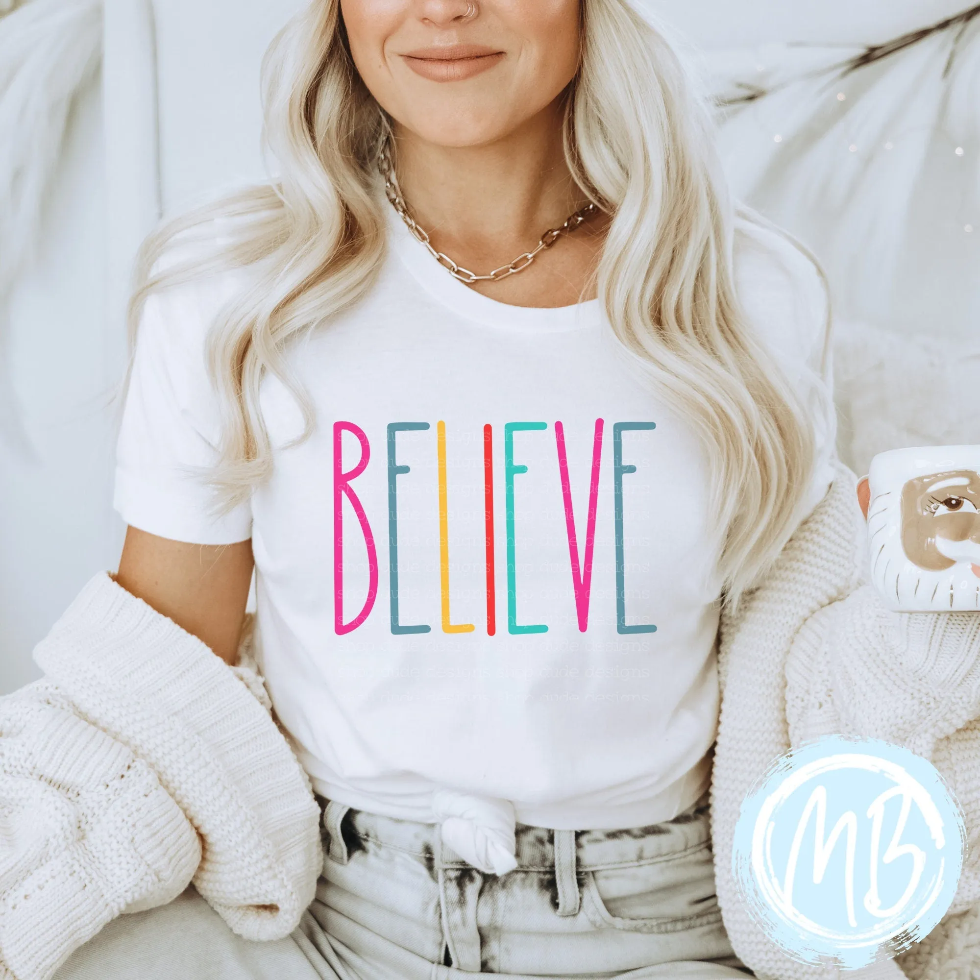 Believe Colorful Tee | Women | Christmas | Santa | Adult |