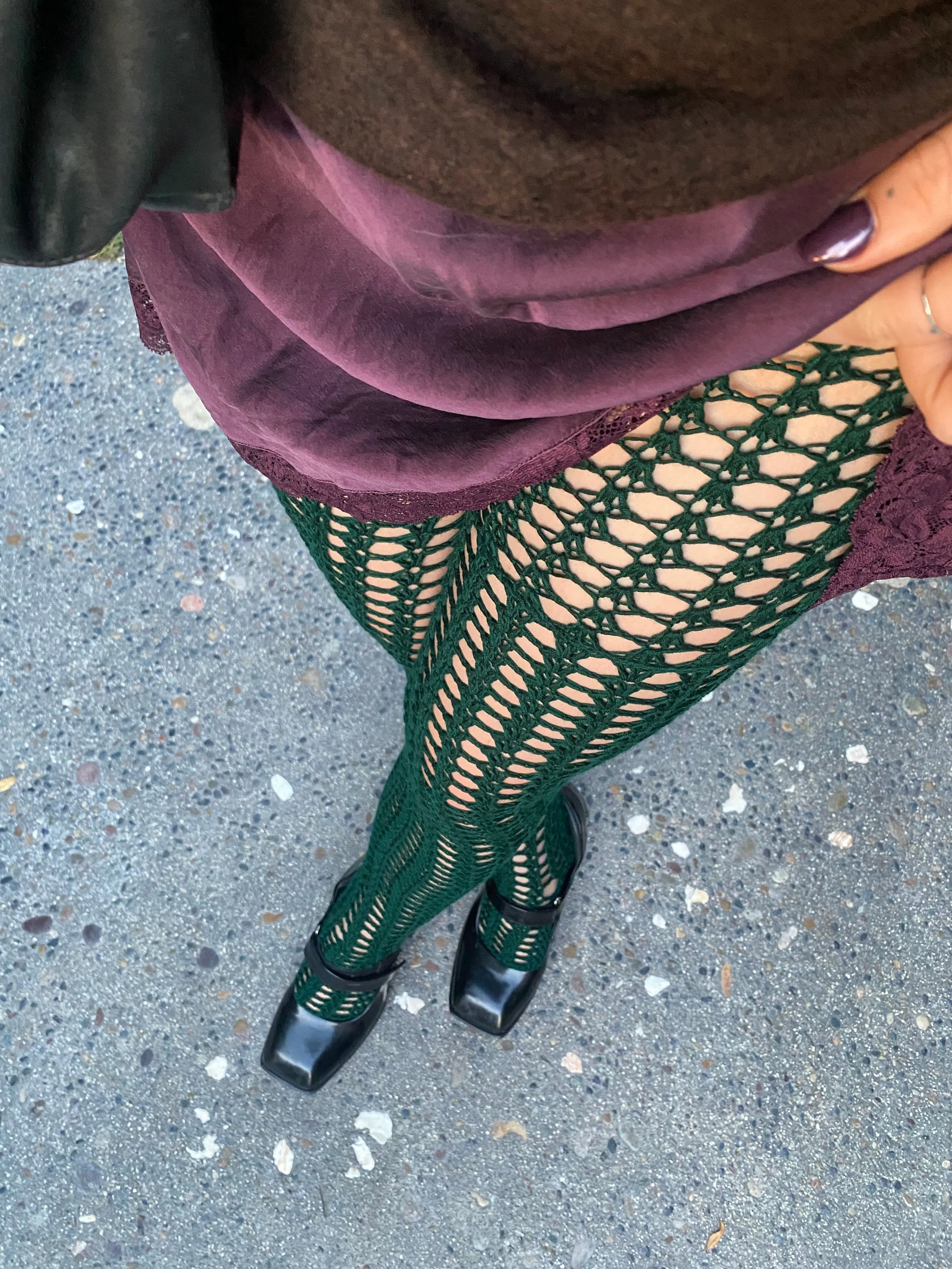Belladonna Lace Tights in Emerald
