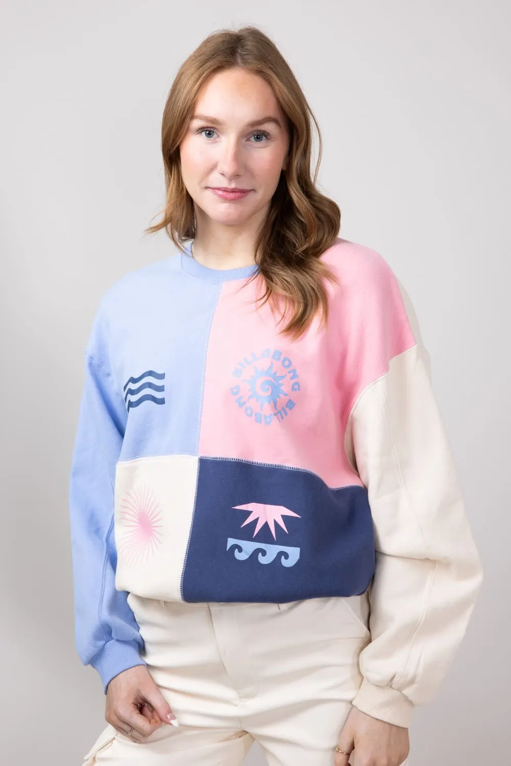 Billabong Later Days Kendall Fleece Crewneck for Women in Dusty Rose | UBJFT00175-DSR