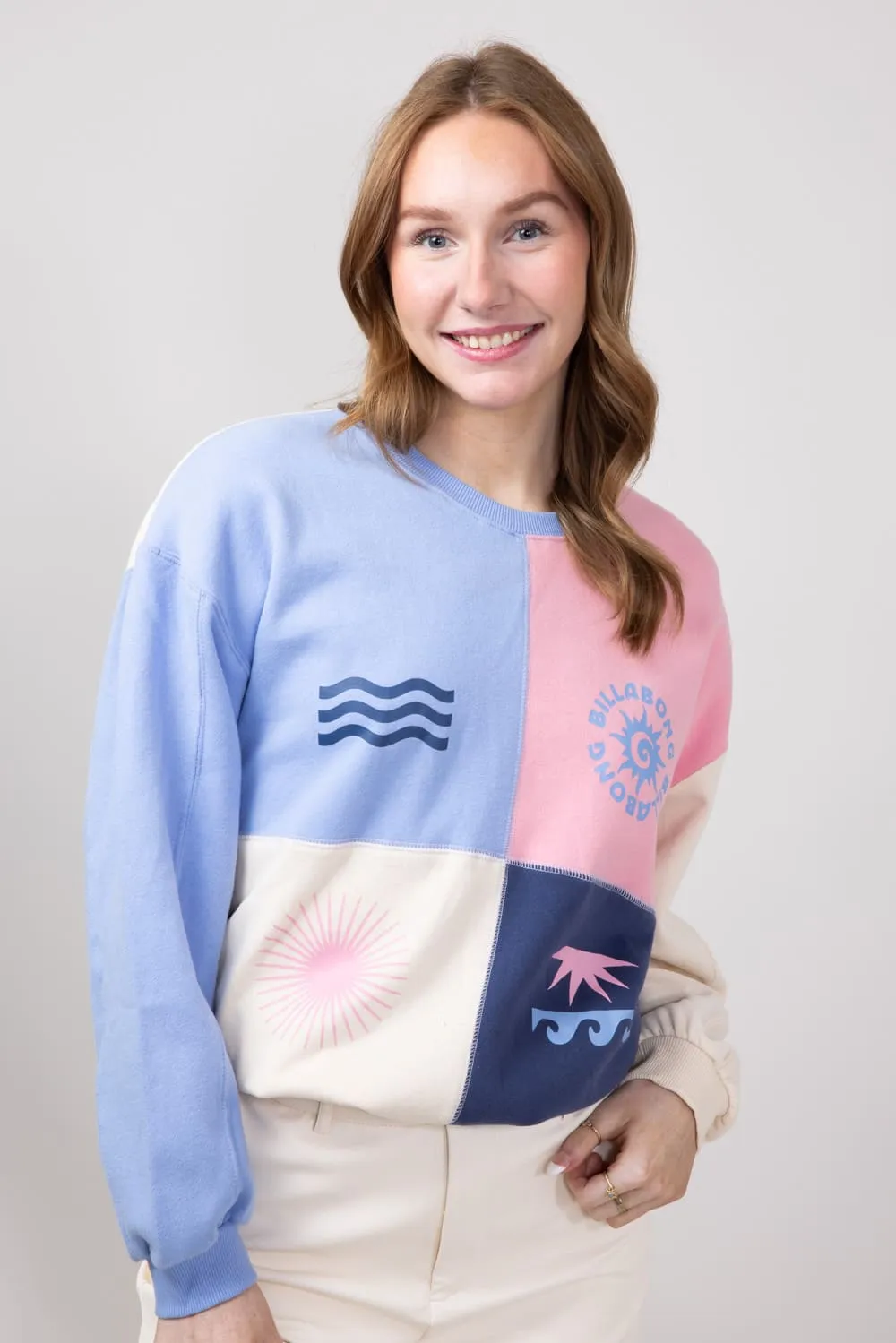 Billabong Later Days Kendall Fleece Crewneck for Women in Dusty Rose | UBJFT00175-DSR