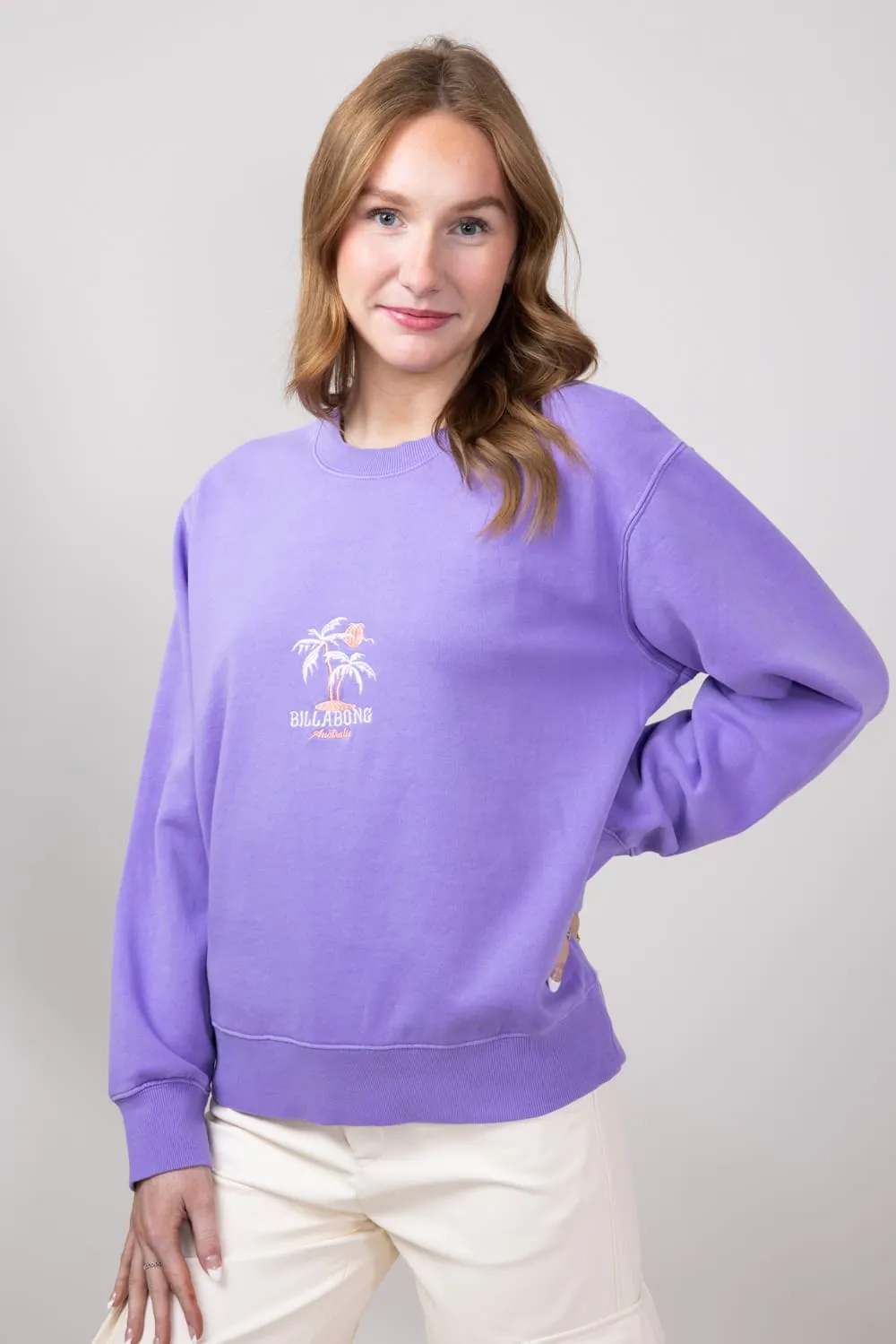 Billabong Palmy Brooklyn Fleece Sweatshirt for Women in Purple Punch | UBJFT00250-PKK0