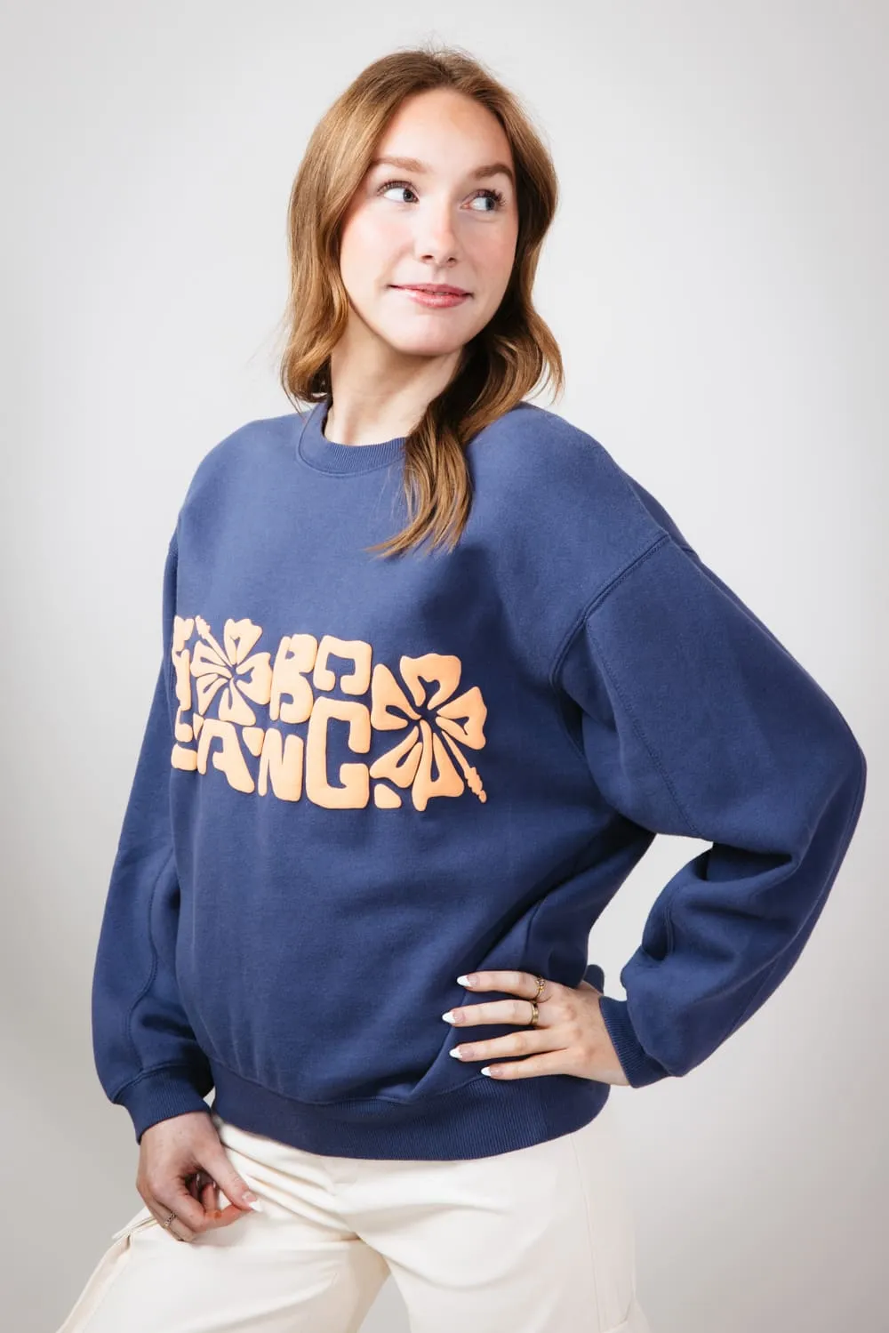 Billabong Tiki Vibe Kendall Fleece Sweatshirt for Women in Blue Surf | UBJFT00194-BJNW