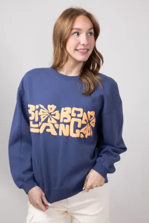 Billabong Tiki Vibe Kendall Fleece Sweatshirt for Women in Blue Surf | UBJFT00194-BJNW