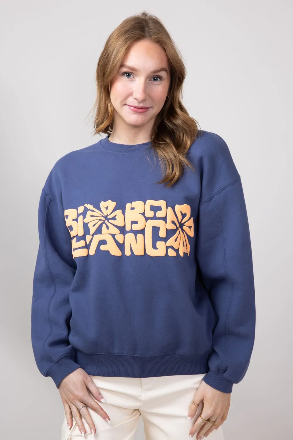 Billabong Tiki Vibe Kendall Fleece Sweatshirt for Women in Blue Surf | UBJFT00194-BJNW