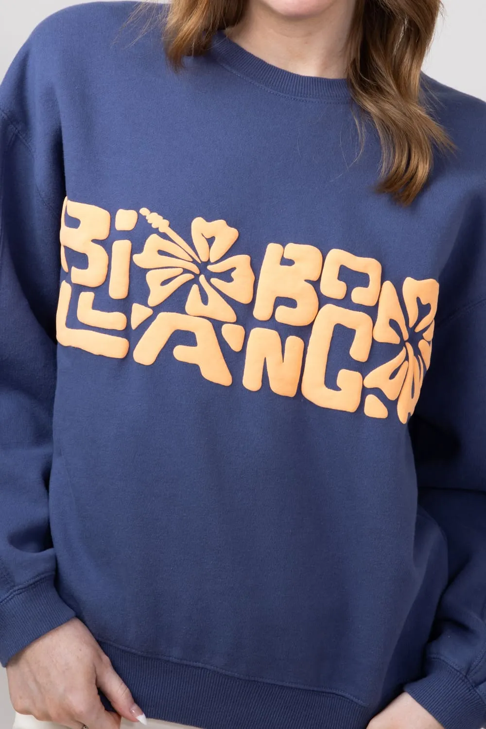 Billabong Tiki Vibe Kendall Fleece Sweatshirt for Women in Blue Surf | UBJFT00194-BJNW
