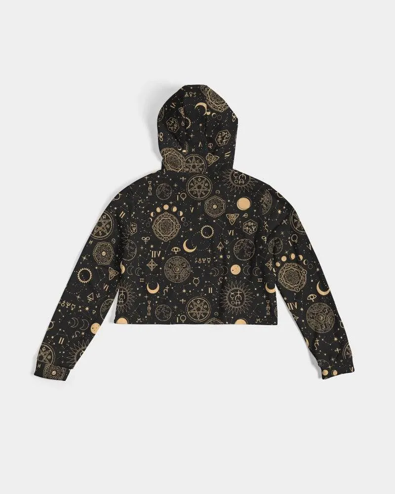 Black And Sand Celestial Women's Cropped Hoodie
