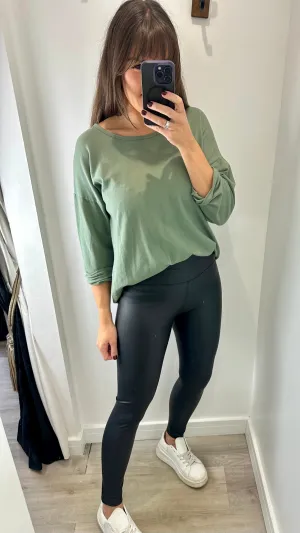 BLACK PLEATHER LEGGINGS