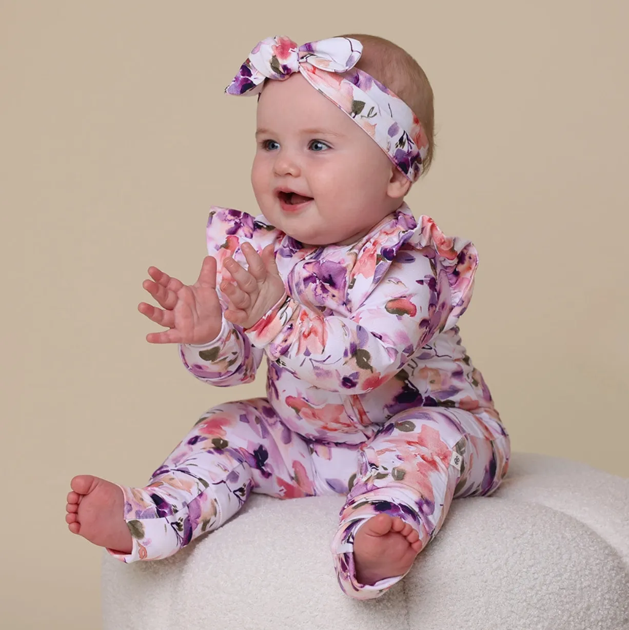 Blushing Beauty Organic Snugglesuit Convertible Romper with Frill