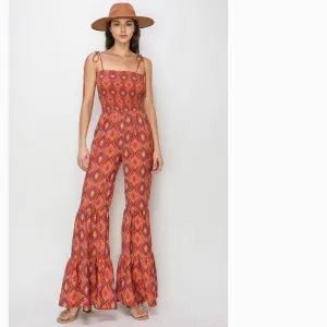 Bohemian Rhapsody Smocked Printed Jumpsuit