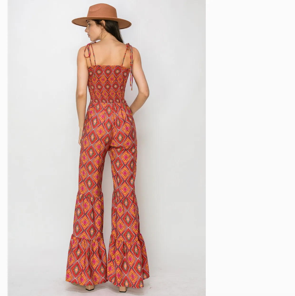Bohemian Rhapsody Smocked Printed Jumpsuit