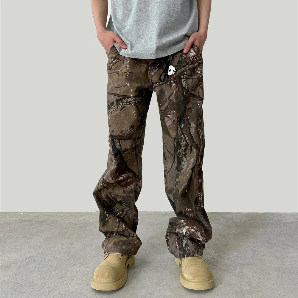 Branch Camouflage Full Printed Distressed Overalls