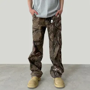 Branch Camouflage Full Printed Distressed Overalls