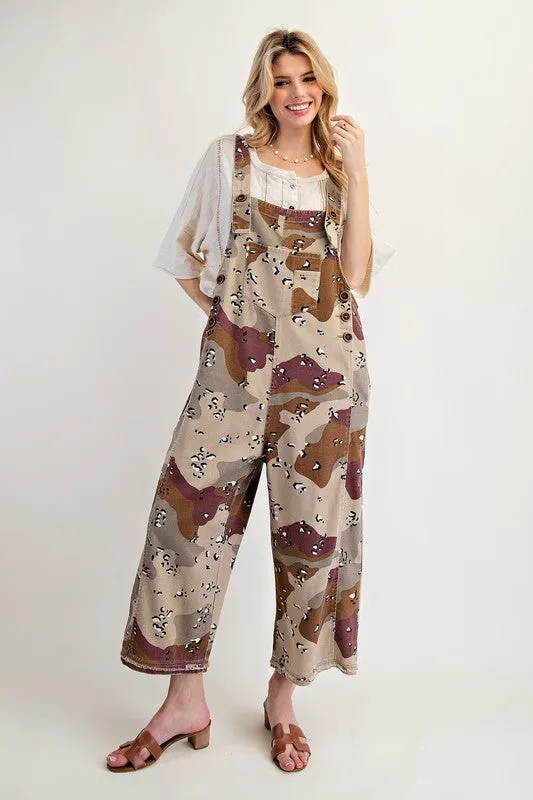 Camo Print Twill Overalls