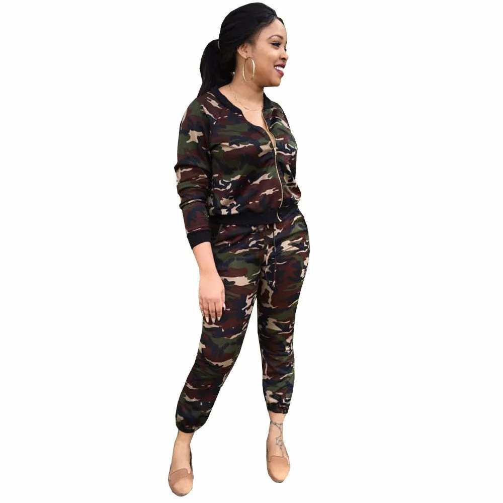 Camouflage Two Piece Playsuit Elegant Jumpsuit