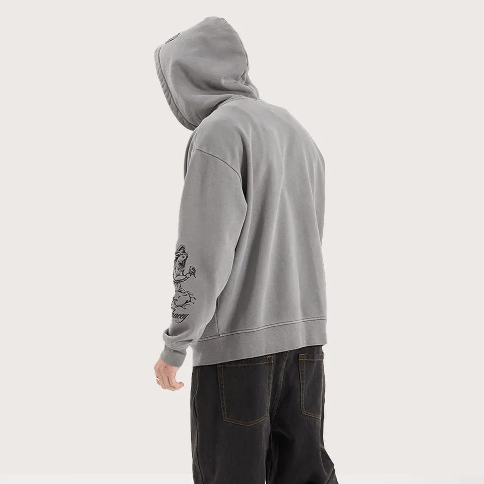 Celestial Heavy Relaxed Hooded Zip Jumper Pigment Frost Grey