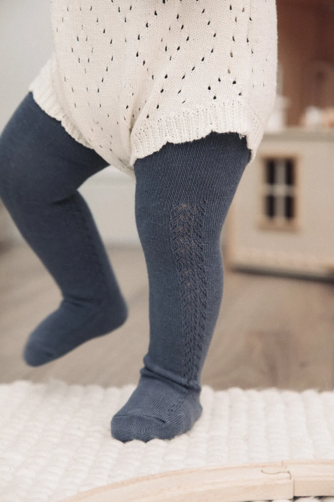 Charcoal Grey Soft Side Openwork Tights