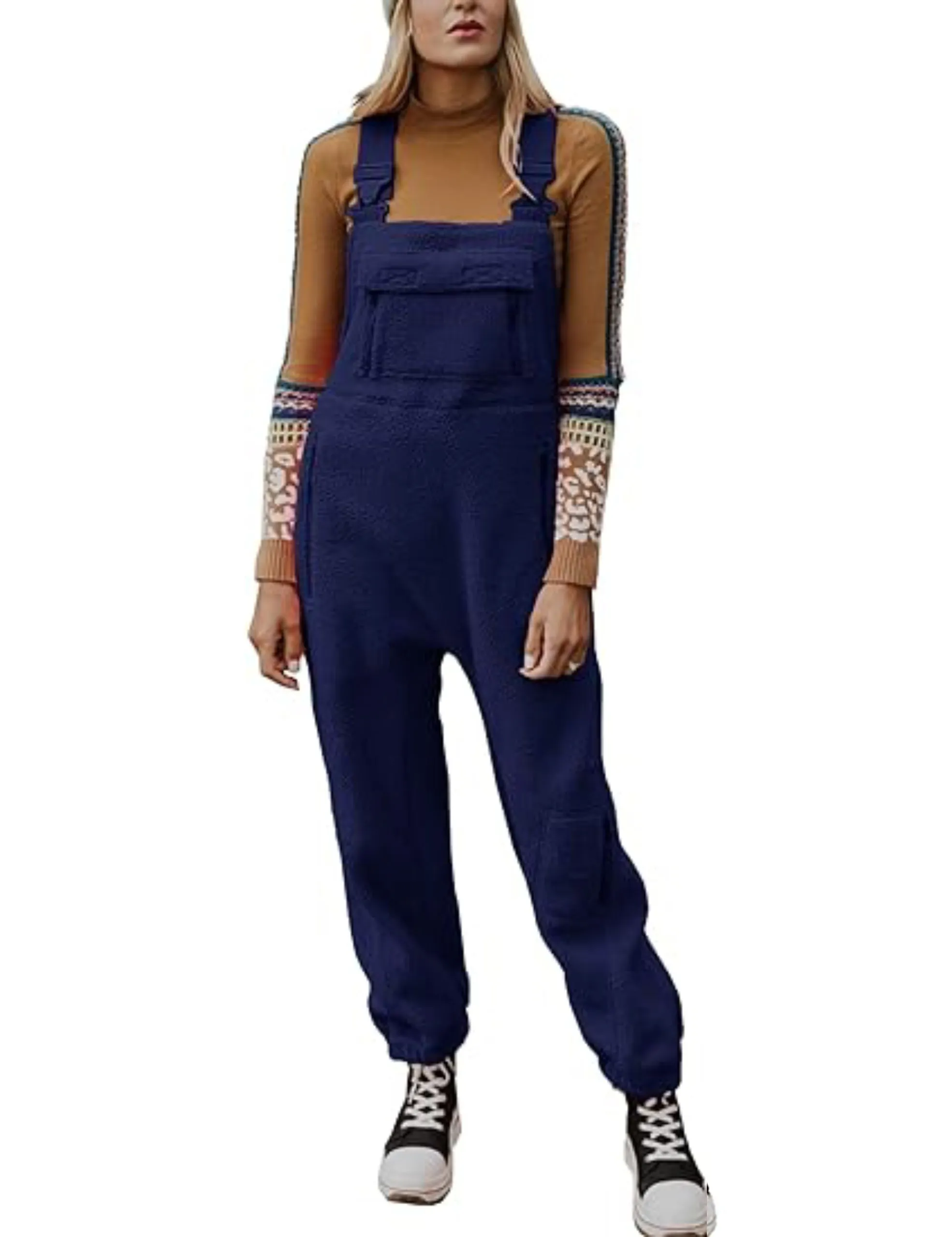 Christmas Sale 50% OFF - 2024 New Women's Fleece Warm Overalls Loose Casual Jumpsuits (Buy 2 Free Shipping)