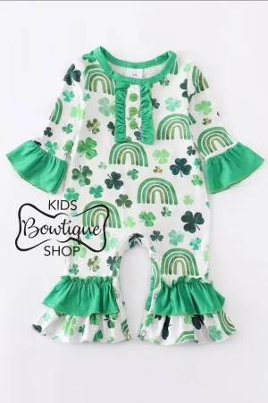 Clovers & Rainbow White & Green Romper - Size 18M