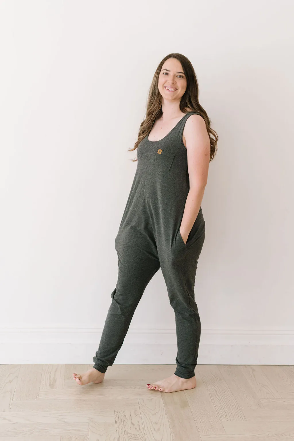Coal Bamboo Tank Romper