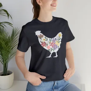 Colorful Floral Chicken Short Sleeve Tee
