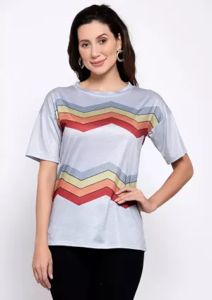 Colorful Wave Stripe Short Sleeve Tees