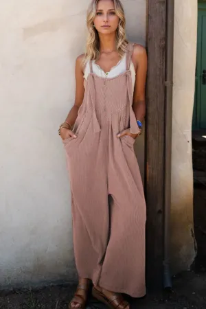Corded Adjustable Straps Wide Leg Loose Overalls