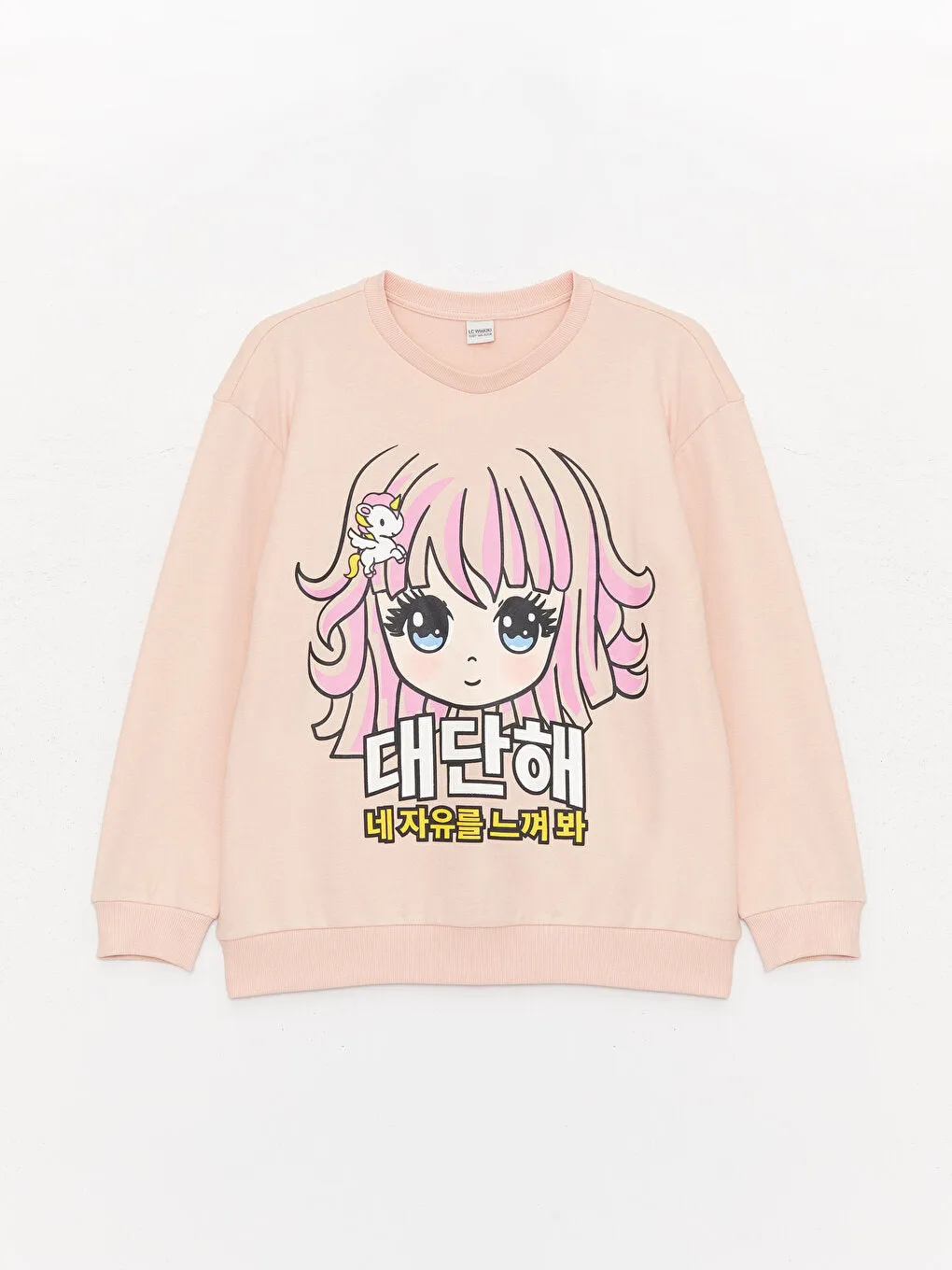 Crew Neck Long Sleeve Printed Girls Sweatshirt And Leggings Trousers