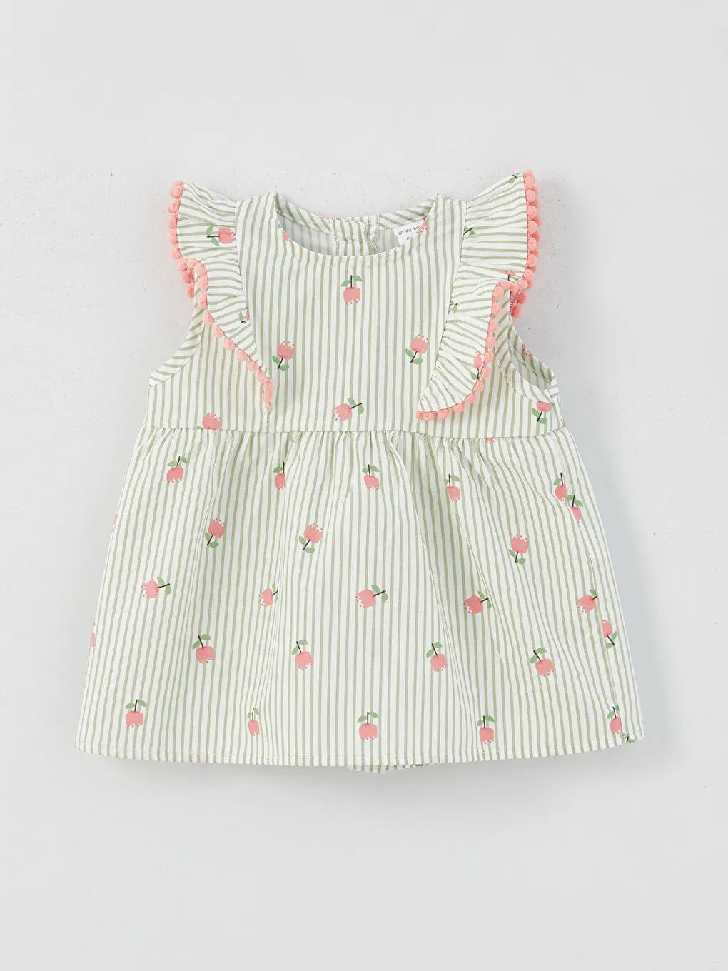 Crew Neck Patterned Baby Girl Blouse and Tights 2-Piece Set