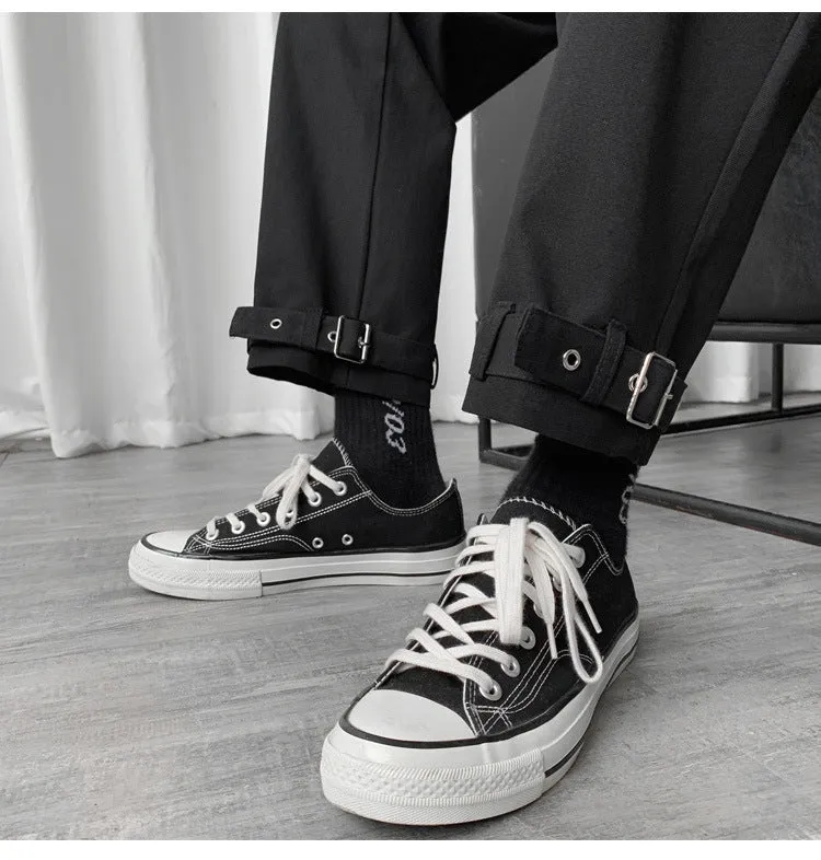Cropped pants Hong Kong style loose straight-leg overalls men