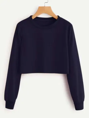 Cropped Sweatshirt Navy Blue