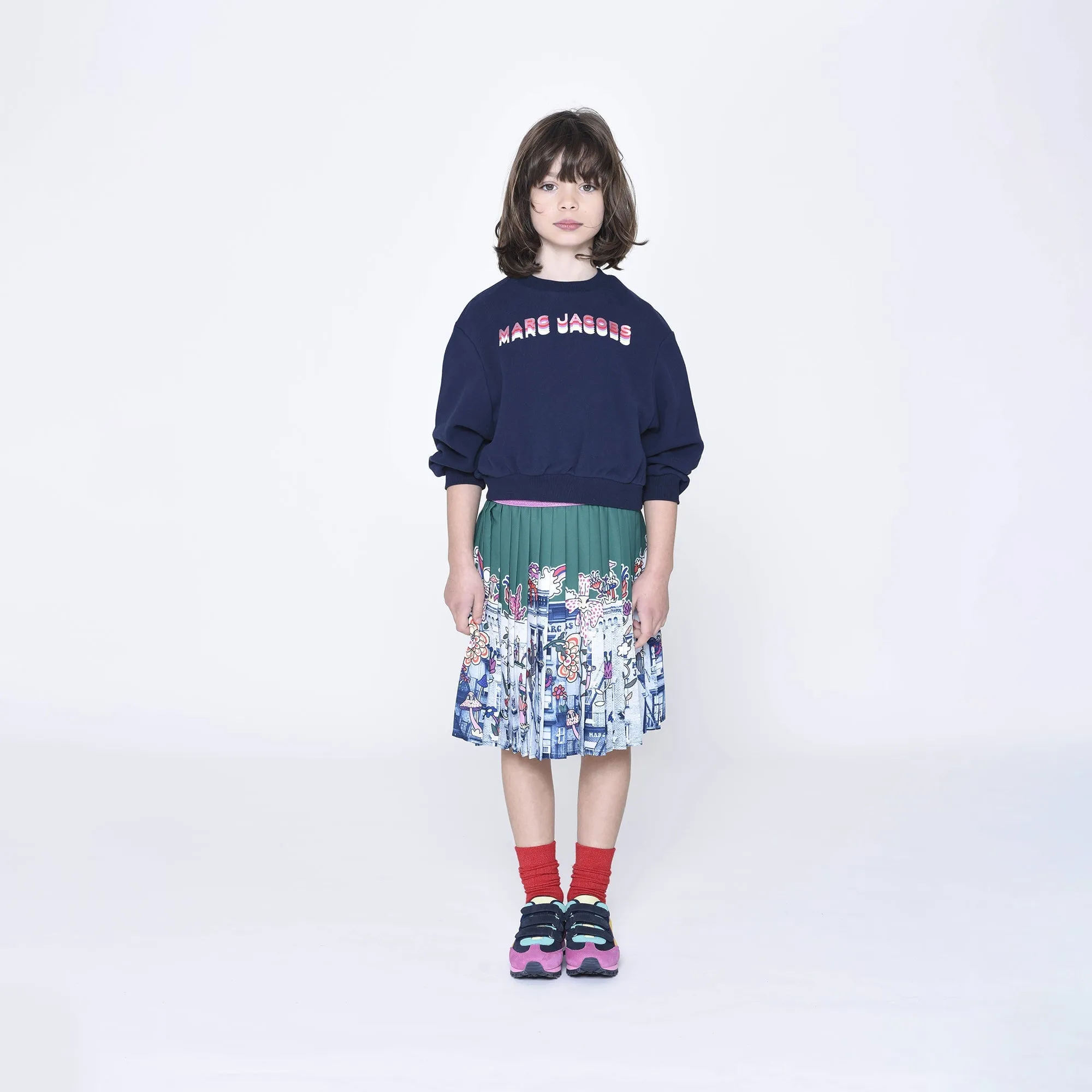 Cropped Sweatshirt With Print - Navy