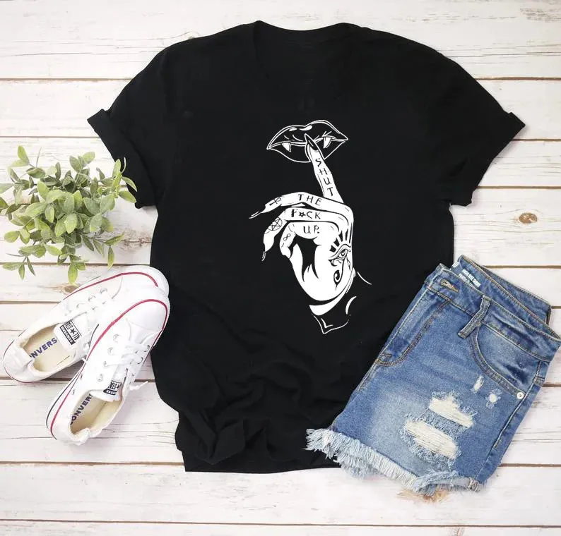 Cute Women's T-shirt - Gothic, Punk, with Short Sleeves
