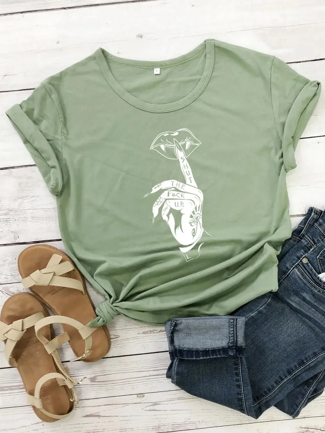 Cute Women's T-shirt - Gothic, Punk, with Short Sleeves
