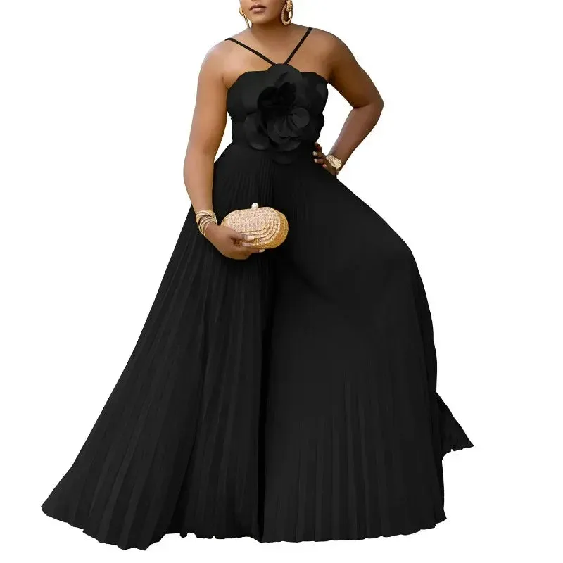 Dashiki African Women Jumpsuits For Summer Spring Sleeveless Loose Fashion Streetwear Overalls Wide Leg Pants Trousers 2025