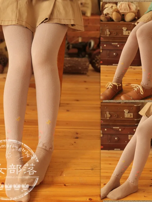deer and flowers tights
