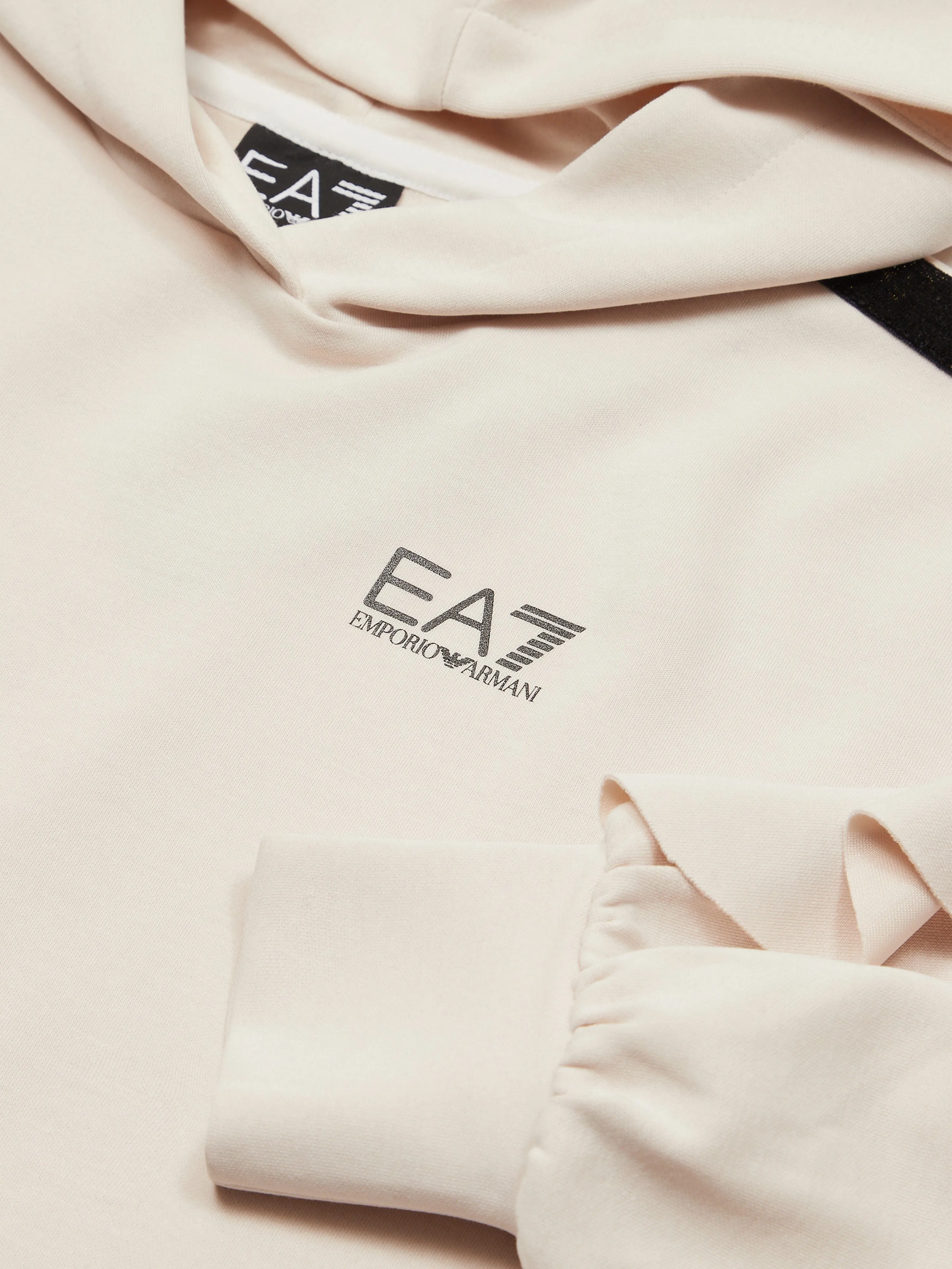 EA7 Emporio Armani Girls Wide Fit Cropped Hoodie Beige