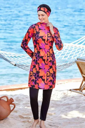 Elastane Fully Covered Hijab Swimsuit Brielle 9208 Black